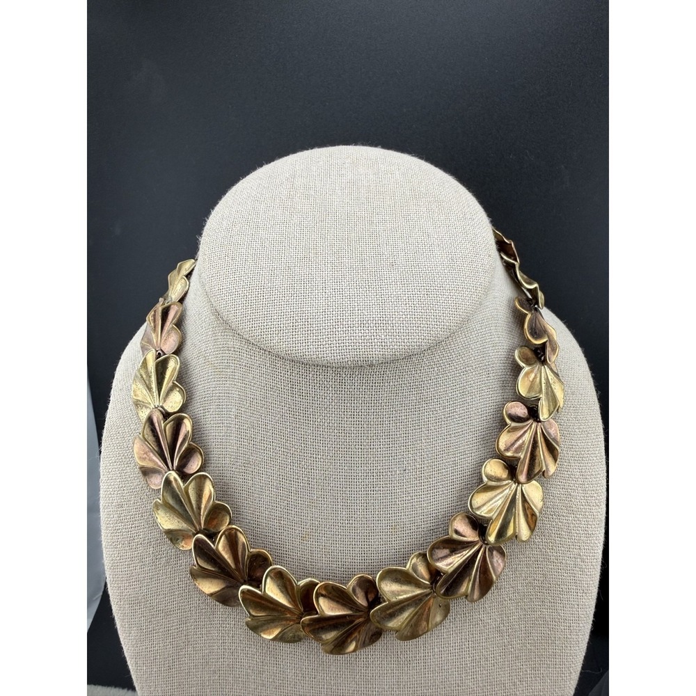 Vintage Kreisler Necklace Leaves Gold Tone Signed 16"